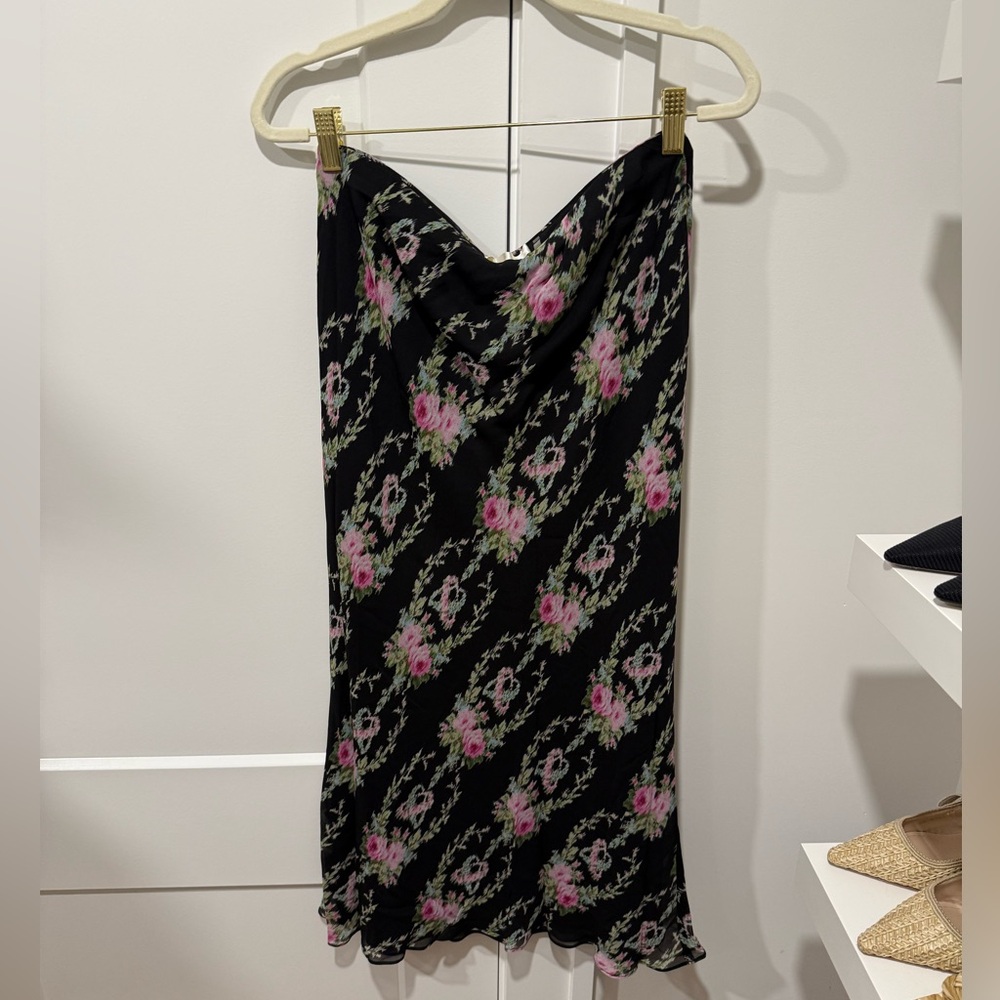 LoveShackFancy Black and Pink Floral Midi Skirt (Matches Brimsley Top)